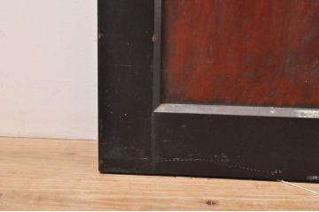 アンティーク建具　和モダンな空間作りにおすすめな漆塗りの幅広ガラス帯戸2枚セット(引き戸、ガラス戸)(R-069253)