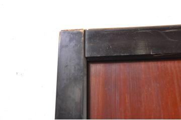 アンティーク建具　和モダンな空間作りにおすすめな漆塗りの幅広ガラス帯戸2枚セット(引き戸、ガラス戸)(R-069253)