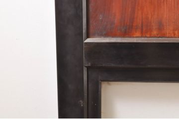 アンティーク建具　和モダンな空間作りにおすすめな漆塗りの幅広ガラス帯戸2枚セット(引き戸、ガラス戸)(R-069253)