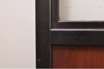 アンティーク建具　和モダンな空間作りにおすすめな漆塗りの幅広ガラス帯戸2枚セット(引き戸、ガラス戸)(R-069253)