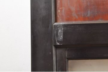アンティーク建具　和モダンな空間作りにおすすめな漆塗りの幅広ガラス帯戸2枚セット(引き戸、ガラス戸)(R-069254)