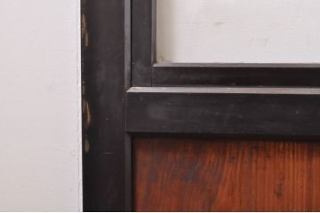 アンティーク建具　和モダンな空間作りにおすすめな漆塗りの幅広ガラス帯戸2枚セット(引き戸、ガラス戸)(R-069254)
