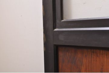アンティーク建具　和モダンな空間作りにおすすめな漆塗りの幅広ガラス帯戸2枚セット(引き戸、ガラス戸)(R-069254)
