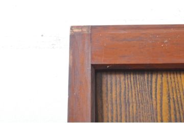 アンティーク建具　上手物!!レトロな空間作りにおすすめな腰板タモ材の幅狭モールガラス戸2枚セット(引き戸、板戸、ガラス帯戸)(R-069255)