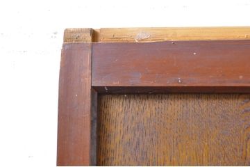 アンティーク建具　上手物!!レトロな空間作りにおすすめな腰板タモ材の幅狭モールガラス戸2枚セット(引き戸、板戸、ガラス帯戸)(R-069255)