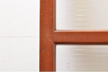 アンティーク建具　上手物!!レトロな空間作りにおすすめな腰板タモ材の幅狭モールガラス戸2枚セット(引き戸、板戸、ガラス帯戸)(R-069255)
