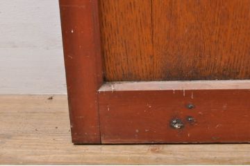 アンティーク建具　上手物!!レトロな空間作りにおすすめな腰板タモ材の幅狭モールガラス戸2枚セット(引き戸、板戸、ガラス帯戸)(R-069255)