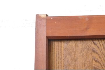 アンティーク建具　上手物!!レトロな空間作りにおすすめな腰板タモ材の幅狭ダイヤガラス戸2枚セット(引き戸、板戸、ガラス帯戸)(R-069256)