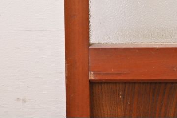 アンティーク建具　上手物!!レトロな空間作りにおすすめな腰板タモ材の幅狭ダイヤガラス戸2枚セット(引き戸、板戸、ガラス帯戸)(R-069256)
