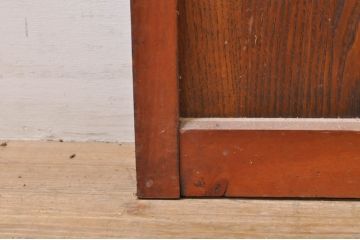 アンティーク建具　上手物!!レトロな空間作りにおすすめな腰板タモ材の幅狭ダイヤガラス戸2枚セット(引き戸、板戸、ガラス帯戸)(R-069256)