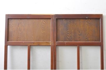 アンティーク建具　上手物!!レトロな空間作りにおすすめな腰板タモ材の幅狭ダイヤガラス戸2枚セット(引き戸、板戸、ガラス帯戸)(R-069257)