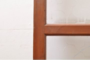 アンティーク建具　上手物!!レトロな空間作りにおすすめな腰板タモ材の幅狭ダイヤガラス戸2枚セット(引き戸、板戸、ガラス帯戸)(R-069257)