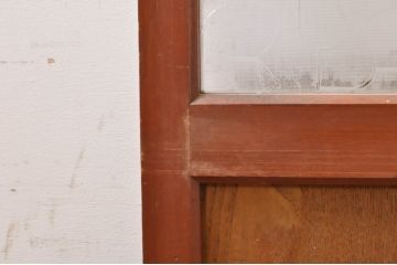 アンティーク建具　上手物!!レトロな空間作りにおすすめな腰板タモ材の幅狭ダイヤガラス戸2枚セット(引き戸、板戸、ガラス帯戸)(R-069257)