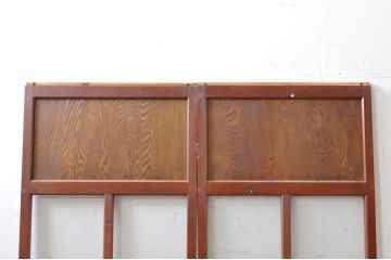 アンティーク建具　上手物!!レトロな空間作りにおすすめな腰板タモ材の幅狭ダイヤガラス戸2枚セット(引き戸、板戸、ガラス帯戸)(R-069257)