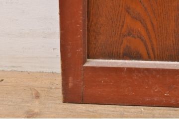 アンティーク建具　上手物!!レトロな空間作りにおすすめな腰板タモ材の幅狭ダイヤガラス戸2枚セット(引き戸、板戸、ガラス帯戸)(R-069257)