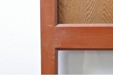アンティーク建具　上手物!!レトロな空間作りにおすすめな腰板タモ材の幅狭ガラス戸2枚セット(引き戸、板戸、ガラス帯戸)(R-069258)