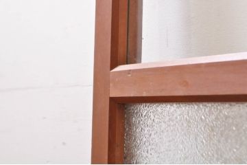 アンティーク建具　上手物!!レトロな空間作りにおすすめな腰板タモ材の幅狭ガラス戸2枚セット(引き戸、板戸、ガラス帯戸)(R-069258)