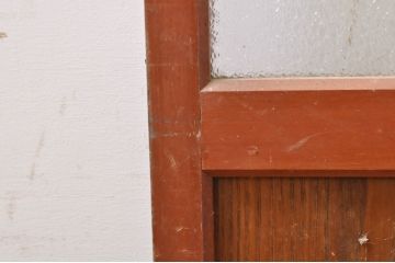 アンティーク建具　上手物!!レトロな空間作りにおすすめな腰板タモ材の幅狭ガラス戸2枚セット(引き戸、板戸、ガラス帯戸)(R-069258)