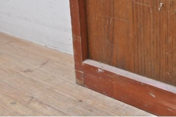 アンティーク建具　上手物!!レトロな空間作りにおすすめな腰板タモ材の幅狭ガラス戸2枚セット(引き戸、板戸、ガラス帯戸)(R-069258)