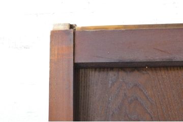 アンティーク建具　上手物!!レトロな空間作りにおすすめな腰板タモ材の幅狭ガラス戸2枚セット(引き戸、板戸、ガラス帯戸)(R-069258)