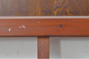 アンティーク建具　上手物!!レトロな空間作りにおすすめな腰板タモ材の幅狭ガラス戸2枚セット(引き戸、板戸、ガラス帯戸)(R-069258)