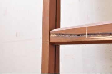 アンティーク建具　上手物!!レトロな空間作りにおすすめな腰板タモ材の幅狭ガラス戸2枚セット(引き戸、板戸、ガラス帯戸)(R-069258)
