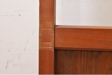 アンティーク建具　上手物!!レトロな空間作りにおすすめな腰板タモ材の幅狭ガラス戸2枚セット(引き戸、板戸、ガラス帯戸)(R-069258)