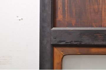 アンティーク建具　レーザー組子入れます!　上質な和の趣を感じさせるガラス帯戸2枚セット(引き戸)(R-069259)