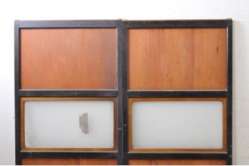 アンティーク建具　レーザー組子入れます!　上質な和の趣を感じさせるガラス帯戸2枚セット(引き戸)(R-069259)