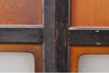 アンティーク建具　レーザー組子入れます!　上質な和の趣を感じさせるガラス帯戸2枚セット(引き戸)(R-069259)
