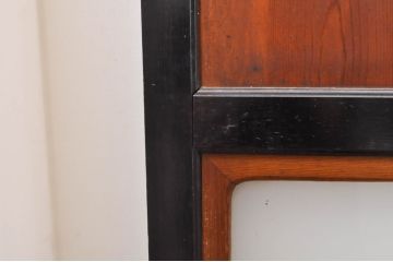 アンティーク建具　レーザー組子入れます!　和モダンな空間を演出するガラス帯戸4枚セット(引き戸、ガラス戸、板戸)(R-069260)