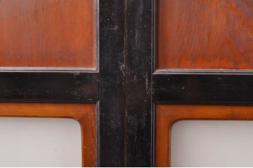 アンティーク建具　レーザー組子入れます!　和モダンな空間を演出するガラス帯戸4枚セット(引き戸、ガラス戸、板戸)(R-069260)
