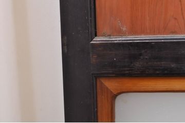 アンティーク建具　レーザー組子入れます!　和モダンな空間を演出するガラス帯戸4枚セット(引き戸、ガラス戸、板戸)(R-069260)