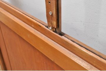 アンティーク建具　レトロな空間を演出するガラス帯戸2枚セット(引き戸、ガラス戸)(R-069262)