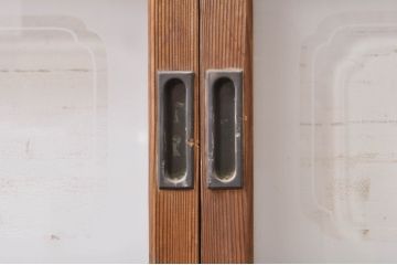 アンティーク建具　温かみのある木味が魅力的な幅狭ガラス戸4枚セット(引き戸)(R-069263)