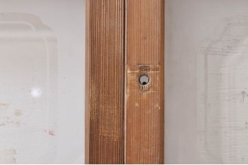 アンティーク建具　温かみのある木味が魅力的な幅狭ガラス戸4枚セット(引き戸)(R-069263)