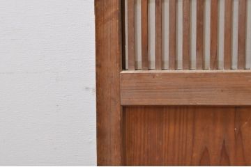 アンティーク建具　和の風情を感じられる裏障子付き格子戸2枚セット(引き戸、障子戸、ガラス帯戸)(R-069264)