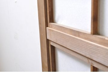 アンティーク建具　和の風情を感じられる裏障子付き格子戸2枚セット(引き戸、障子戸、ガラス帯戸)(R-069264)