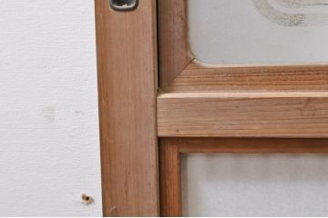 アンティーク建具　和の風情を感じられる裏障子付き格子戸2枚セット(引き戸、障子戸、ガラス帯戸)(R-069264)