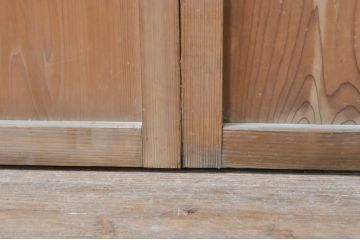 アンティーク建具　和の風情を感じられる裏障子付き格子戸2枚セット(引き戸、障子戸、ガラス帯戸)(R-069264)