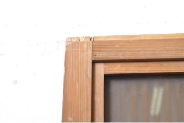 アンティーク建具　大正ロマン　和の風情を感じられる裏ガラス入り格子戸2枚セット(引き戸、ガラス戸、ガラス帯戸)(R-069272)