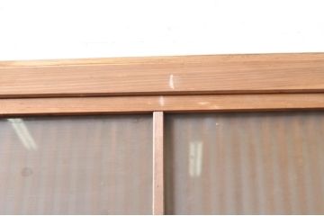 アンティーク建具　大正ロマン　和の風情を感じられる裏ガラス入り格子戸2枚セット(引き戸、ガラス戸、ガラス帯戸)(R-069272)