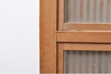 アンティーク建具　大正ロマン　和の風情を感じられる裏ガラス入り格子戸2枚セット(引き戸、ガラス戸、ガラス帯戸)(R-069272)