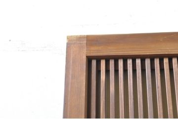 アンティーク建具　大正ロマン　和の風情を感じられる裏ガラス入り格子戸2枚セット(引き戸、ガラス戸、ガラス帯戸)(R-069273)