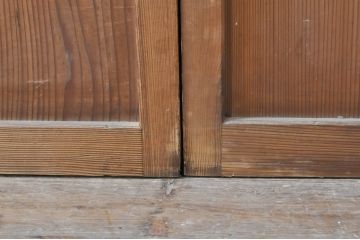 アンティーク建具　大正ロマン　和の風情を感じられる裏ガラス入り格子戸2枚セット(引き戸、ガラス戸、ガラス帯戸)(R-069273)