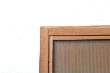 アンティーク建具　大正ロマン　和の風情を感じられる裏ガラス入り格子戸2枚セット(引き戸、ガラス戸、ガラス帯戸)(R-069273)
