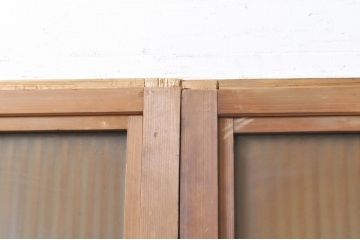 アンティーク建具　大正ロマン　和の風情を感じられる裏ガラス入り格子戸2枚セット(引き戸、ガラス戸、ガラス帯戸)(R-069273)