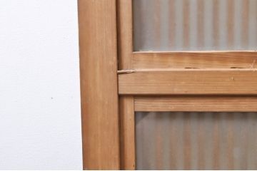 アンティーク建具　大正ロマン　和の風情を感じられる裏ガラス入り格子戸2枚セット(引き戸、ガラス戸、ガラス帯戸)(R-069273)