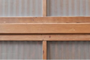 アンティーク建具　大正ロマン　和の風情を感じられる裏ガラス入り格子戸2枚セット(引き戸、ガラス戸、ガラス帯戸)(R-069273)