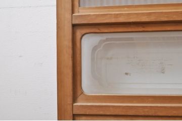 アンティーク建具　大正ロマン　和の風情を感じられる裏ガラス入り格子戸2枚セット(引き戸、ガラス戸、ガラス帯戸)(R-069273)